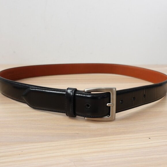 COACH Belt Mens 36 90 Black Leather Italian Dress Formal Work Solid Brass Medium - Picture 2 of 12